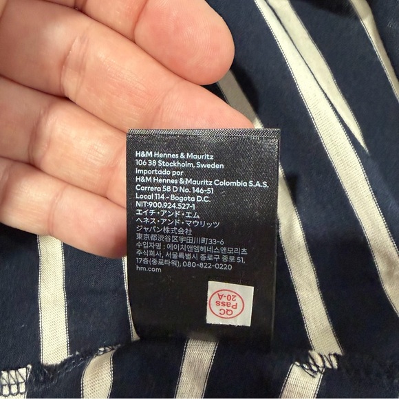 H&M Striped Navy and Cream 100% Cotton Maternity T-Shirt Dress New With Tags - Picture 9 of 9